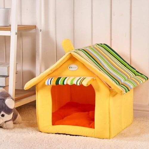 Hot New Fashion Striped Removable Cover Mat Dog House Dog Beds For Small Medium Dogs Pet Products House Pet Beds for Cat