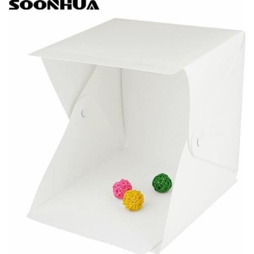SOONHUA Portable Folding Lightbox Photography Studio Softbox LED Light Soft Box Tent Kit for Phone DSLR Camera Photo Background