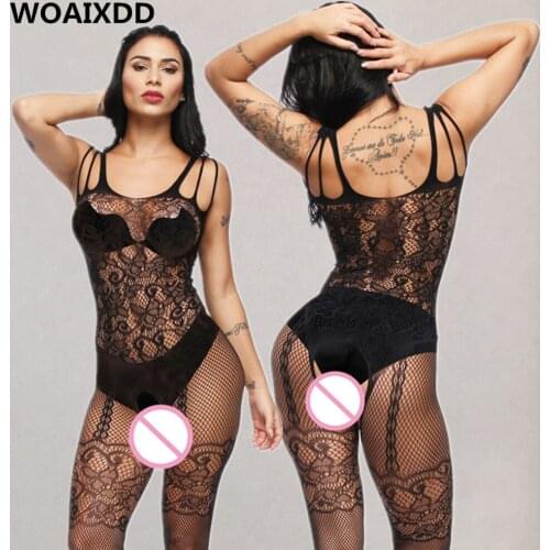 Plus Size Fashion Lace Open Crotch Body Stockings Sexy Printed Lingerie Women Erotic Intimates Underwear Porn Fishnet Babydoll