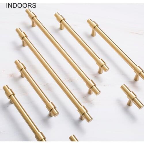 Dormitory Nordic Light Luxury Metal Cupboards Pure Copper Brass Handle Drawer Cabinet Small Handle Cabinet Door Golden