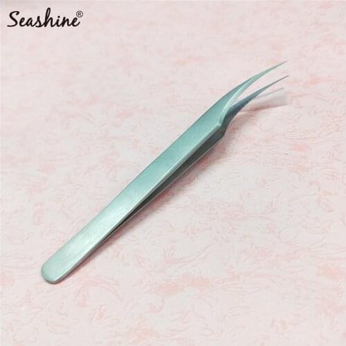 Seashine Eyelash Stainless Steel anti-static eyelash tweezers superhard Eyelash Extension tools tweezer free shipping