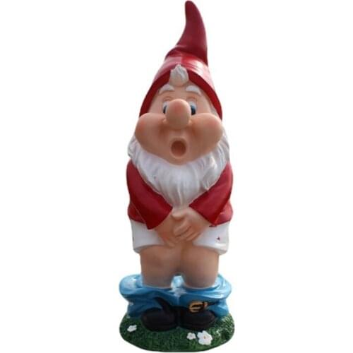 Funny Garden Gnome Statue Dwarf Ornament Outdoor Garden Cute Cartoon Sculpture Creative Art Crafts Home Craft Work Decor