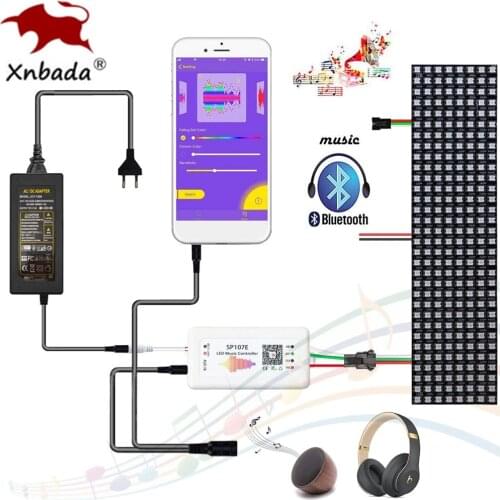 WS2812B Individually Addressable 8x8 16X16 8X32 WS2812 LED Pixels Screen Panel With SP107E Music Controller DC5V Transformer