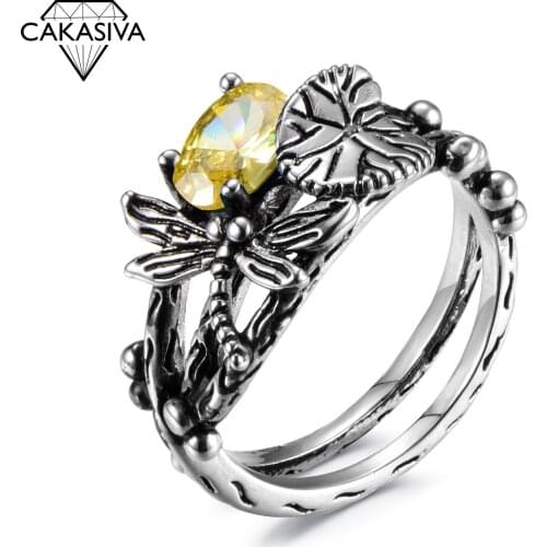 Vintage 925 Thai Silver Inlaid Topaz Ring for Women Butterfly Lotus Ring Multi-color Gift Women Jewelry Wholesale Size 6-10