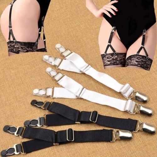 1pc Woman Sexy Y-shaped Double Socks Clip Duckbill Buckle Garter Leg Straps Garter Elastic Stockings Belt Sexy Metal Clips