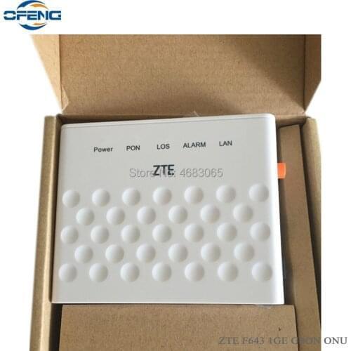 10PCS 1ge zte gpon onu f643 1GE FTTH fiber home onu modem English Version,with power adapter, no box