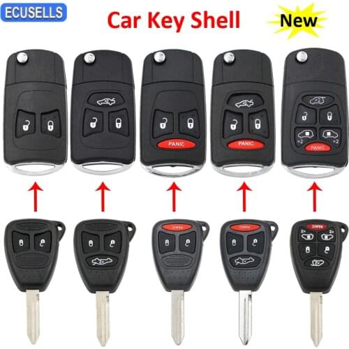 2/3/4 Button Flip Folding Remote Car Key Shell Case for Chrysler 300 300C Town& Country Aspen PT Cruiser Charger Durango Ram