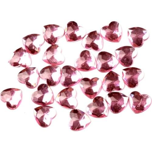 200Pcs Pink Heart Acrylic Decoration Crafts Beads Flatback Cabochon Scrapbook DIY For Clothes Embellishments Accessories