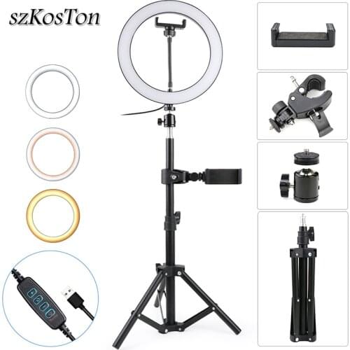 26cm LED Selfie Ring Light Tripod Stand Set Kits For Smartphone VK Youtube Makeup Video Studio Tripod Photography Lighting