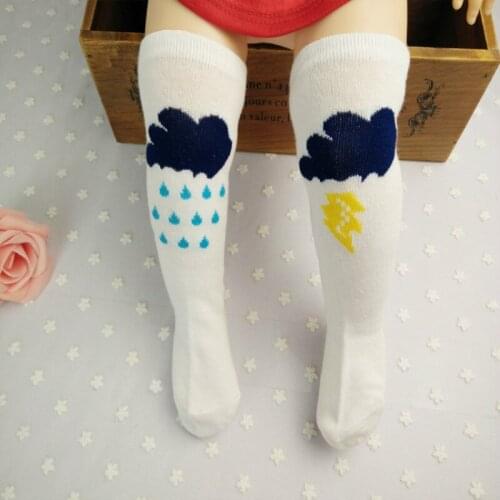 3psc/lot Mixture Girl Boy Baby Lightning Rain Clouds Pattern Stockings Cute Cartoon Loose Mouth High Elastic Knee-high Leggings