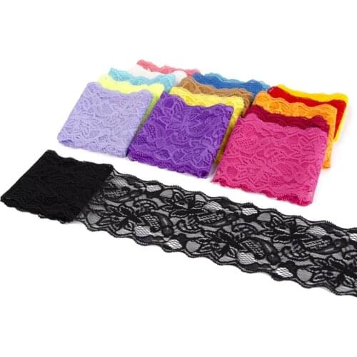 4Yards Width 8cm Spandex Elastic Lace Craft Sewing Ribbon Stretch Lace Trimming Fabric Knitting Material DIY Garment Accessories