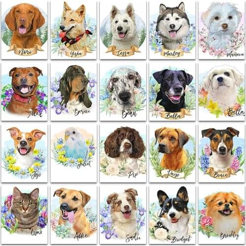 5D DIY Diamond Painting Animals Cartoon Cat Dog Husky Bulldog Flower Full Square&Round embroidery mosaic Cross stitch home decor