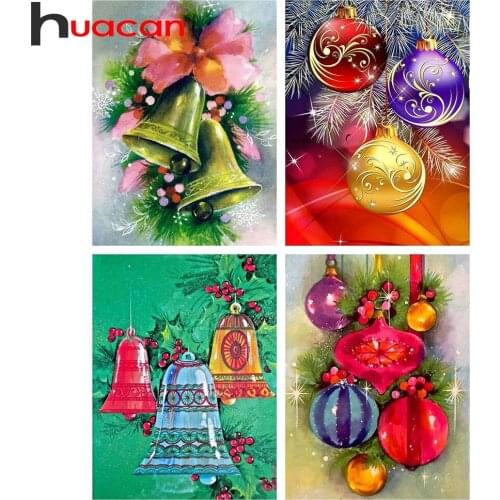 Huacan Diamond Painting Full Square Bells Christmas Diamond Mosaic 5D Embroidery Cartoon Handmade Gift Home Decoration