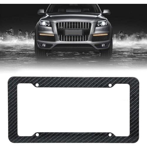 Car Carbon Fiber License Plate Holder Frame for Car Number Vehicle Front Rear UV Protective Universal Accessories Flat Number