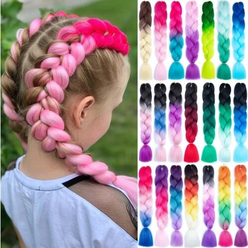 Belle Show Jumbo Braiding Hair 24"100g Jumbo Box Braids Grey Purple Pink Blonde Synthetic Crochet Braids For Daily Party