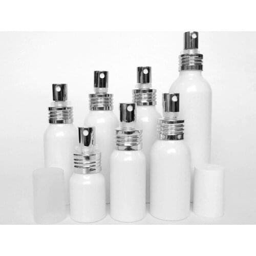 20ml 30ml 50ml Aluminum white empty spray bottle Fine Mist Refill cosmetic spray jar Sample subpackage bottles F053
