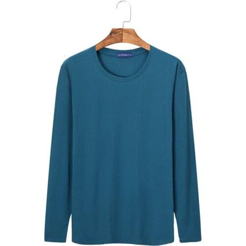 C1003 2020 spring autumn new loose big size mens fashion casual long-sleeved pure color T-shirt cheap wholesale free shipping