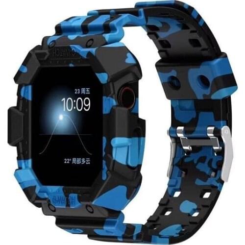 Apple Watch Strap Case + Silicone Strap 44 40 mm iWatch 42 38mm Apple Camouflage Mens Smart Watch Strap IWatch 4 Series 6 SE 5