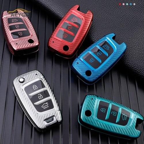 Carbon Fiber TPU Car Remote Key Cover Case Shell Fob For Hyundai Elantra Solaris 2017 Santa Fe Verna Tucson i35 i40 Genesis Fe