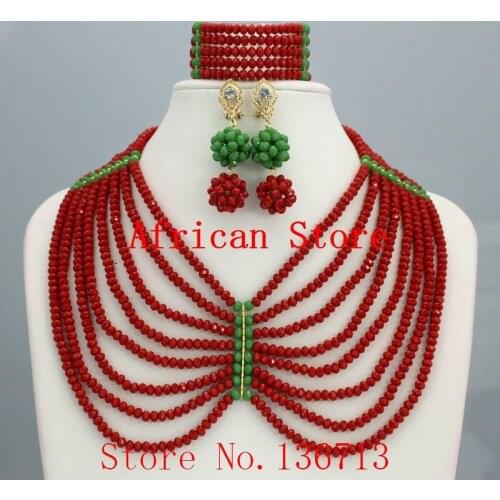 Marvelous African Beads Jewelry Set Splendid Nigerian Beads Set New Handmade Wholesale Free Shipping L062
