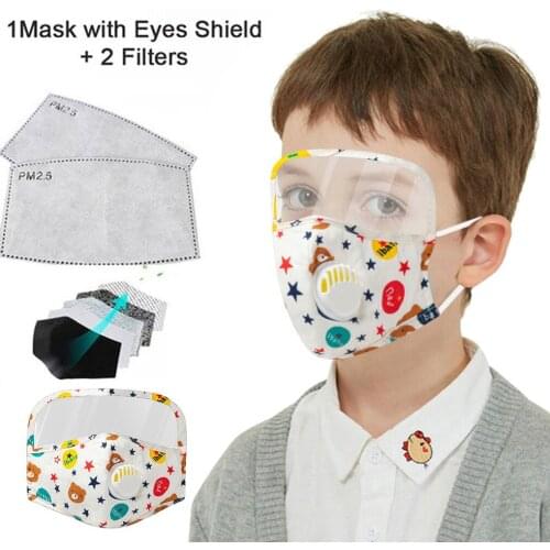 Children Cartoon Print Cotton Washable Face Mask With Eye Shield+2pcs Filters Kids Mask Halloween Masks For Adults Scary Realist