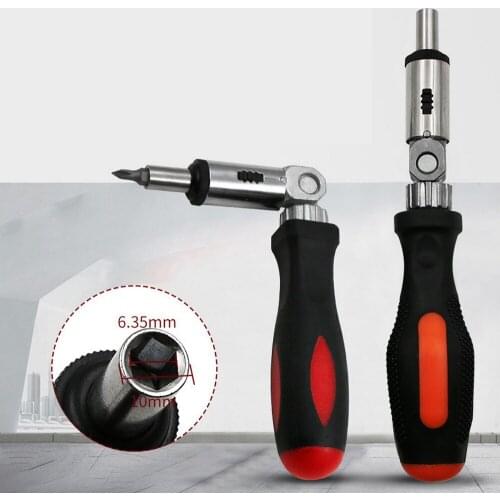 Hot Sale Mutilfunction 1/4 Inch Hex Left Right 180 Degree Rotating Ratchet Screwdriver Drive Tackle Tool Dropshipping