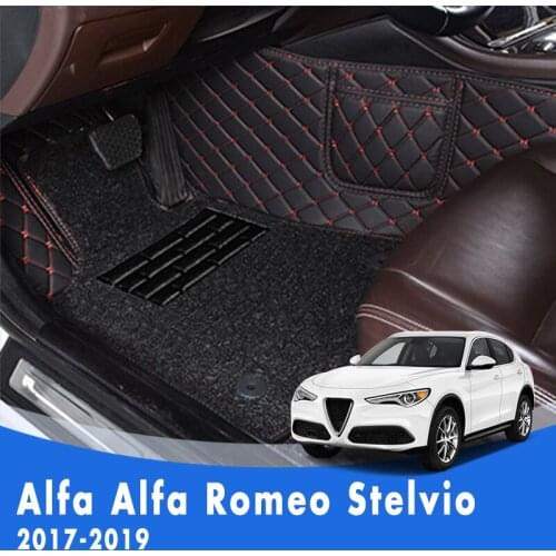 Double Layer Wire Loop Car Floor Mats For Alfa Romeo Stelvio 2019 2018 2017 Car Accessories Interior Decoration Styling Carpet