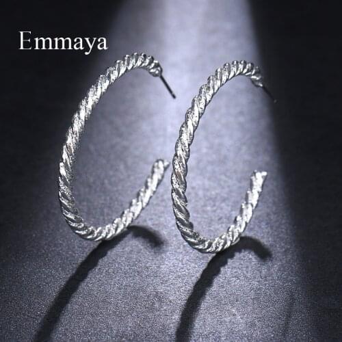 Emmaya New Fashion Simplicity Opening Earrings Silver Plated for Women Circle Round Earrings Fancy Jewelry Party Gift
