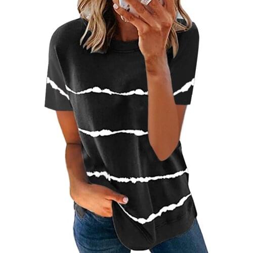 Harajuku Fashion Striped T-shirts For Women Short Sleeve O-neck Oversized Tee Tops Ladies Plus Size T Shirt Femme 2021