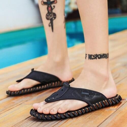 Fashion Trend Flip Flops Bulk Men Slippers Summer Beach Casual Shoes Man Fashion Flipflops Mens Sandals Stylish 45 Leather