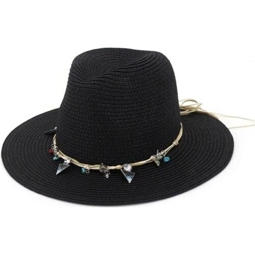Men Women Straw Fedora Trilby Hat Sunhat Summer Cap Beach Travel Hats Panama Jazz Party Formal Top Hat for Unisex GH-722