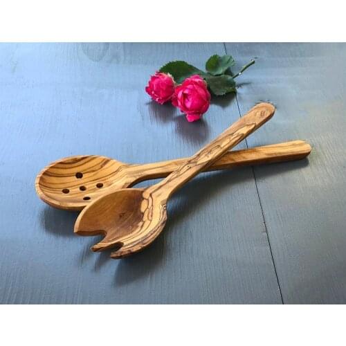 Zethome Natural Wood Handmade Aphrodite Salad Set
