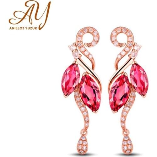 New Arrival Cubic Zirconia Rose Gold Bohemia Red Stone Earring Jewelry For Women Girls Wedding Party Mothers Gift Drop Shipping