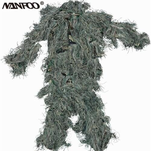 New Children CS Bionic Grass Ghillie Suit Camouflage Tactical Suit with Hoody Rifle Jungle Ghillie Wrap Pants Jacket Sniper Set