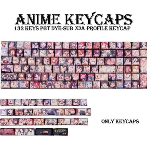 132 Keys PBT Keycap DYE-SUB XDA Profile Personalized ANIME Keycaps For Cherry MX Switch Mechanical Keyboard