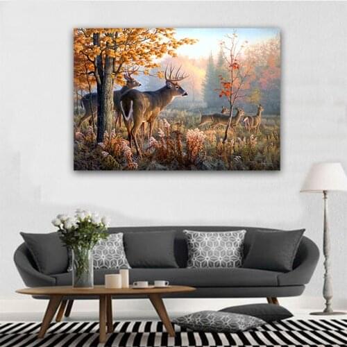 Landscape Canvas Art HD Elk Sunset Lights fashion Deer Canvas Painting Decorations For Home Wall Art Prints Canvas framed