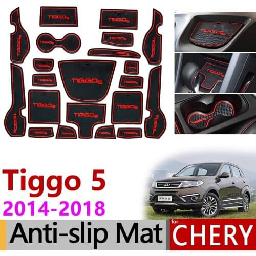 Anti-Slip Gate Slot Mat Rubber Cup Coaster for Chery Tiggo 5 2014 2015 2016 2017 2018 Grand Tiggo5 Accessories Car Stickers