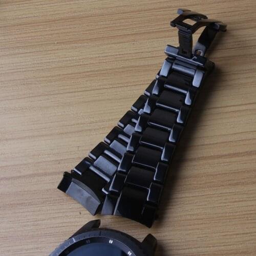 High Quality Special Ceramic Watchband black Watch band 22mm Strap for Gear s3 Frontier wristband Stainless steel Curved ends