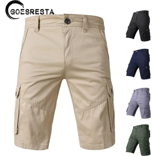 Men Cotton Shorts 2021 Summer New Solid Color Casual Shorts Brand High Quality Comfortable Breathable Military Cargo Shorts Men