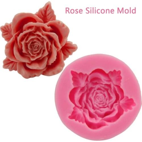 Bloom Rose Silicone Cake Mold 3D Flower Fondant Mold Cupcake Jelly Candy Chocolate Decoration Baking Tool Moulds 5*5*1.5cm