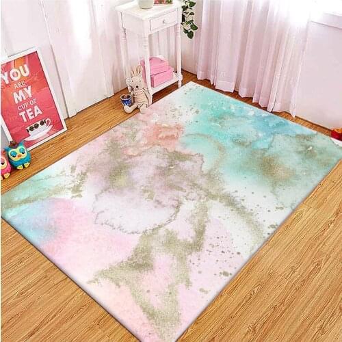 Modern Abstract Fresh Ink Blue Powder Golden Kitchen Living Room Bedroom Bedside Carpet Floor Mat Customization