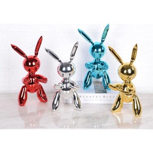 New Style Electroplated Rabbit Figurine Resin Animal Statue Home Decoration Jeff Koons Balloon Rabbit Sculpture Xmas Gifts Decor