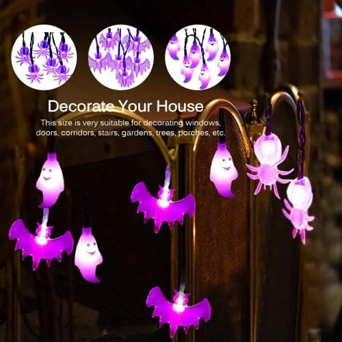 3M Purple Bat String LED Lights Halloween Pumpkin Spider Bat Skull String Light Lamp Party Outdoor Decor For Room Holiday Indoor