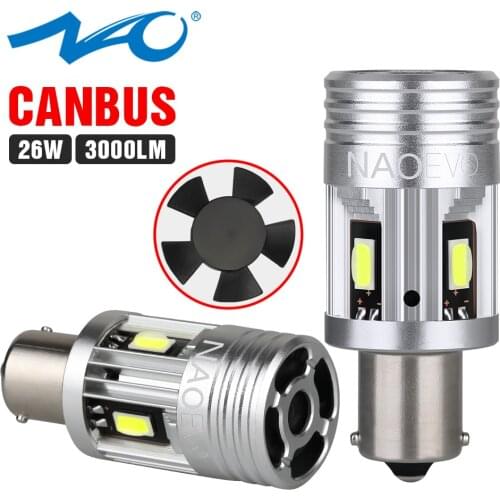 NAO P21W PY21W LED Canbus No Error 26W BA15S 1156 3000Lm BAU15S No hyper flash 12V Amber Turn Signal Lamp 7035 Chip Super Bright