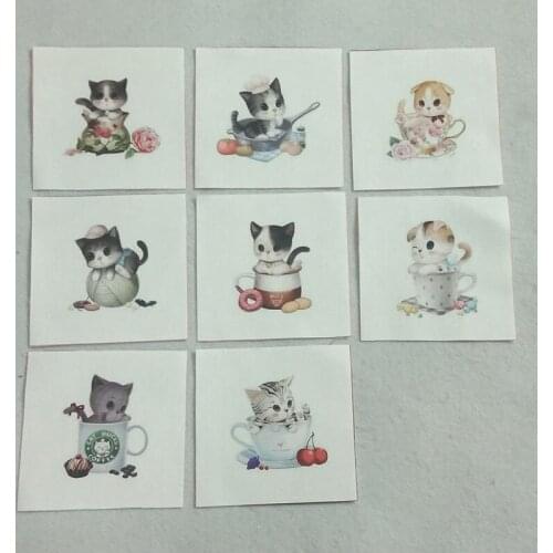 12x12cm 8pcs Small Cup Cat Printed Cotton Canvas Fabric telas Patchwork tissu for sewing coinbag DIY Handmade fabric Home Decor
