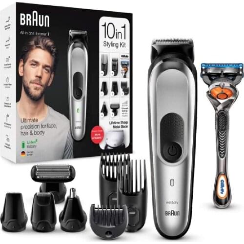 Braun MGK7220 10-in-1 Trimmer, Mens Beard Trimmer, Hair Trimmer and Body Trimmer with 8 Accessories