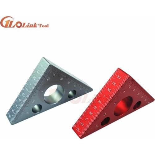 45 Degree Aluminum Alloy Angle Ruler inch metric Triangle ruler Carpenters Workshop Woodworking square Multifunction Tool
