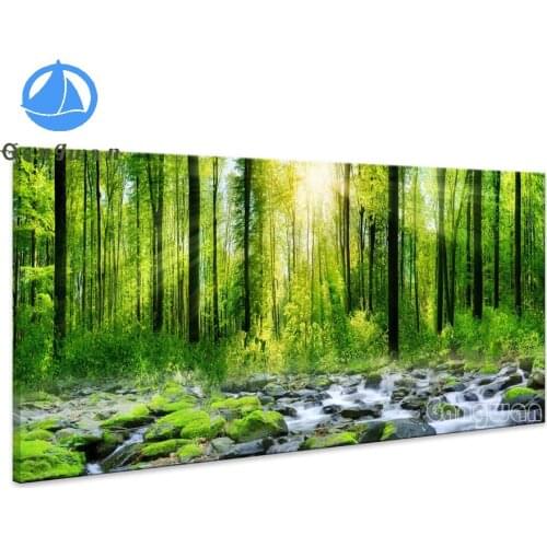 Morning sunrise green trees landscape diamond Mosaic Large Size full Diy diamond painting sunlight forest 5d diamond embroidery