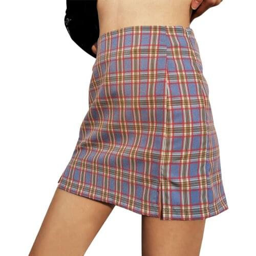 Summer New Plaid Print Mini Skirt Women 2021 Vintage High Waist Korean Sweet And Fresh Girls Streetwear Casual Short Skirt