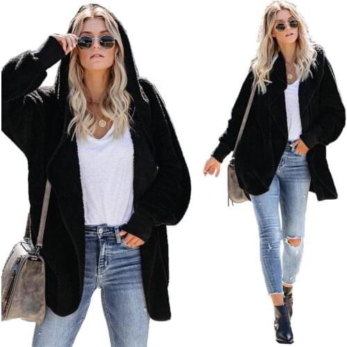 Women 's Fashion Casual Fleece Hoodie Hooded Zip-Up Wool Cotton Full Solid Regular L027